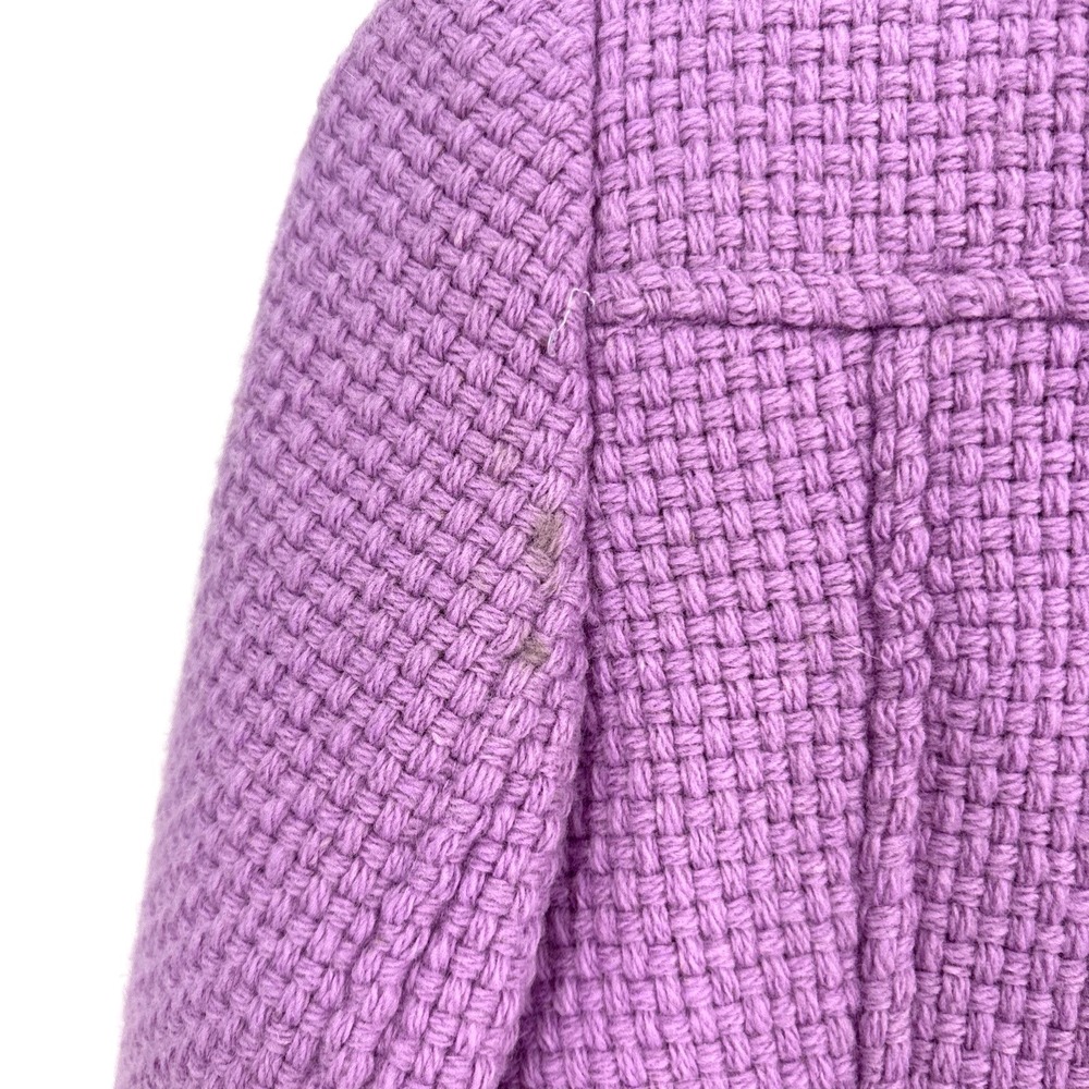 Y2K Marvin Richards Elegant Lavender Tweed Wool Blend‎ Dress Coat Fur Trim XS - Picture 15 of 15